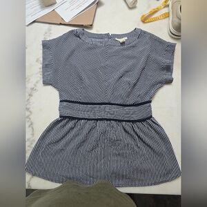 Monteau Navy and White Striped Casual Dress